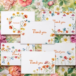 Cartes de remerciement bohèmes fleurs sauvages avec enveloppes pour mariages et fêtes