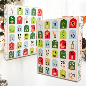 Caja de regalo calendario de cuenta atrás de Ramadán de 30 días con ventanas de colores