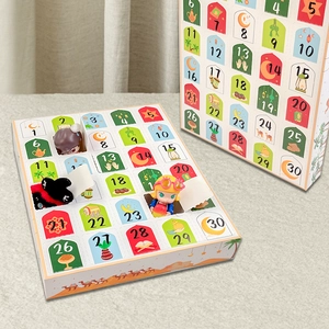 Calendario de Adviento de 30 días con ilustraciones y figuras sorpresa en el interior