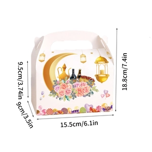 Star pattern festive gift box with golden moon and floral design for party treats