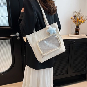 White large capacity ita tote bag with transparent window and star plush charm