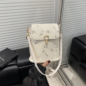 Borsa a Tracolla in Paglia Intrecciata da Donna Ricamo Floreale Mini Borsa per Cellulare Piccola Borsa Quadrata Retrò
