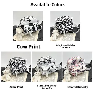 Detailed grid of casual shell crossbody bags featuring floral patterns and bear charms