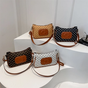 Women Retro Monogram Baguette Bag G Letter Embossed PU Leather Underarm Shoulder Bag Fashion Casual Small Square Bag