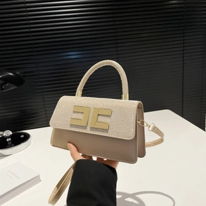 Women Sequin Shoulder Bag PU Leather Gold Metal Buckle Top Handle Crossbody Square Fashion Purse