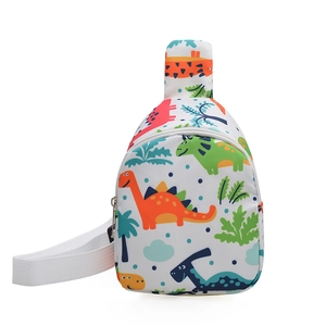 Cartoon dinosaur kids chest bag with adjustable strap for toddlers on white background