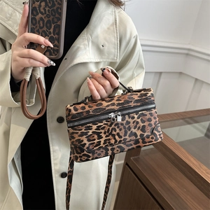 Leopard-Muster Box-Handtasche mit verstellbarem Riemen und passender Handyhülle