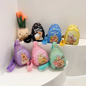 Kinder Cartoon Wasserschwein Umhängetasche Mini Nylon Brusttasche Verstellbarer Schultergurt Modische Kleinkind Tasche