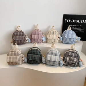 Summer canvas checkered crossbody bags for women with star plush pendant charms
