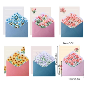 Romantische briefpapier en enveloppen set met prachtige aquarel bloemmotieven