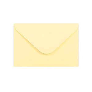 Macro shot of a cream yellow paper envelope featuring a classic V-flap for invitations