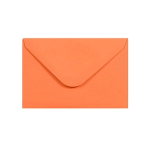 Detailed view of an orange kraft paper envelope with a classic triangular flap closure