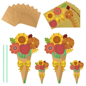 DIY Paper Bouquet Greeting Cards Autumn Harvest Sunflower Thanksgiving Handmade Cardstock Gift Decoration
