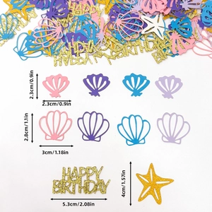 Ocean party confetti set with starfish and seashell glitter decor for birthday celebrations