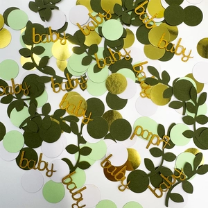 Coridandoli verde salvia e oro con scritta baby per decorazioni tavola da festa
