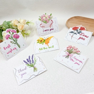 Set of 6 greeting cards featuring 3D floral designs like tulips and roses on white cardstock