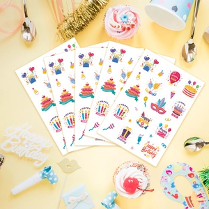 Cute Cartoon Birthday Party Stickers Self Adhesive Paper Labels For Envelope Seals Gift Wrap Decor Cake Balloon Patterns