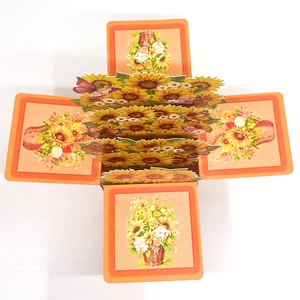 3D pop-up sunflower greeting card with butterfly design and tiered paper layers