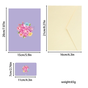 3D Schmetterling Grußkarten-Set mit Umschlag und Hortensien-Design inklusive Maßen
