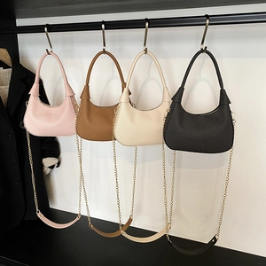Minimalist woven texture hobo bags with gold chain straps in multiple trendy colors