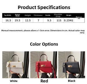 Detailed size chart and dimensions guide for the vintage PU leather crossbody handbag