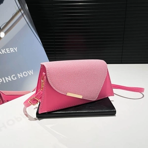 Petit Sac à Bandoulière Tendance en Cuir PU pour Femme Design Minimaliste Carré Avec Texture Tissée Épissée Boucle Dorée