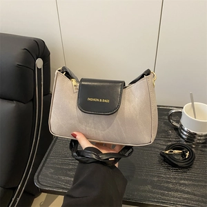 Women Retro Underarm Shoulder Bag Canvas Synthetic Leather Splicing Crossbody Bag With Braided Strap Fashion Print Handbag