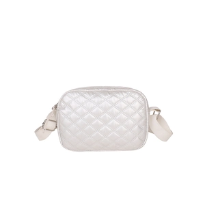 Sac bandoulière matelassé blanc en nylon avec bandoulière réglable pour femme
