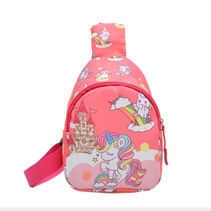 Bolso bandolera rosa para niños con estampado de unicornio en nailon impermeable duradero