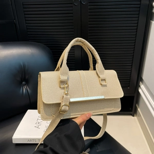 Women's Trendy PU Leather Shoulder Crossbody Small Square Bag With Metal Decoration Versatile Street Style Handbag For Daily