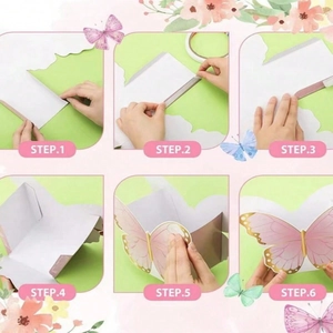Guida in sei passaggi per assemblare la scatola regalo farfalla fai-da-te con decori floreali