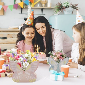 Scatole regalo a farfalla 3D rosa e blu per decorazione tavola festa di compleanno