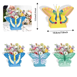 Butterfly shaped floral gift boxes in four colors with dimensions for party favors