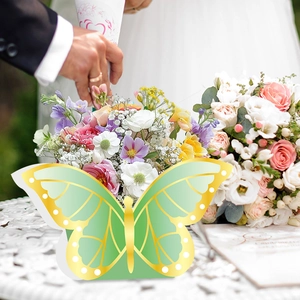 Mint green 3D butterfly table decoration with gold edges for birthday party and wedding