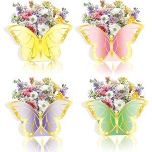 3D Butterfly Table Decoration Gilded Cardstock Flower Box For Birthday Party Wedding Banquet Desktop Decor