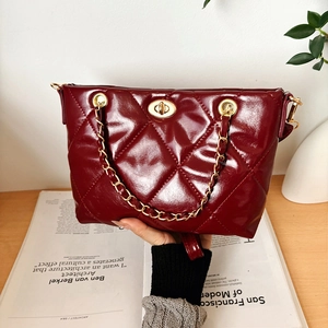 Borsa a Spalla Trapuntata da Donna Catena Dorata in Pelle PU Borsa a Mano con Motivo a Rombi Elegante Borsa a Tracolla Casual Quotidiana