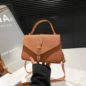 Sac À Bandoulière Mode Pour Femmes En Cuir PU Texture Tissée Petit Sac Carré Boucle Magnétique Rétro Tendance Quotidien