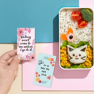 72-piece inspirational lunch box cards for kids with floral and butterfly designs