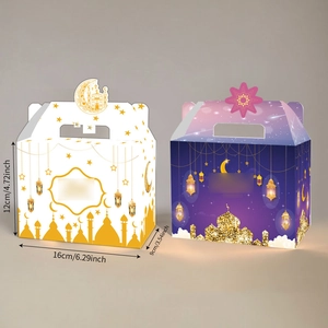 Scatole regalo per festa Eid con motivi di moschea e mezzaluna, dimensioni 16x9x12cm