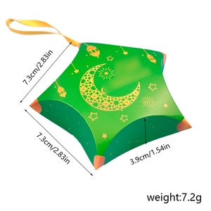 Star-shaped green paper gift box with gold moon and star patterns for holiday party candy
