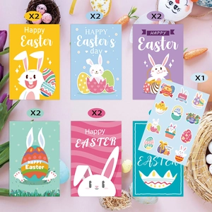 Easter Greeting Cards With Envelopes And Stickers Cartoon Bunny Egg Designs Colorful Paper Cardstock Holiday Stationery