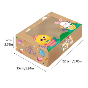 Easter rabbit gift box with window display and corrugated cardboard chicken egg prints