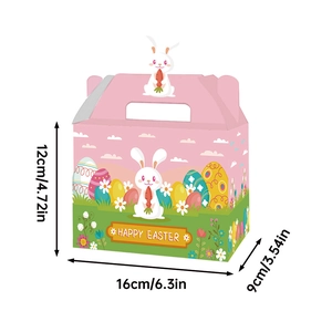 Detailed size chart of pink Easter bunny gift box with 6.3x3.54x4.72 inch dimensions