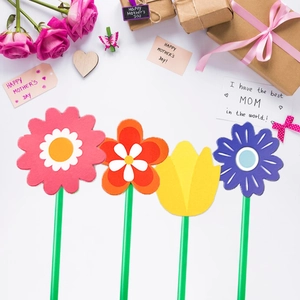 DIY Blumenstrauß Bastelset zum Muttertag mit bunten Papierblumen und Geschenkbox