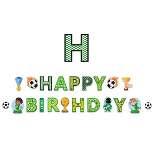 Football themed happy birthday banner set with dimensions 16cm x 14cm for party decor