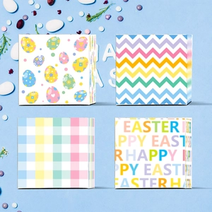 Set of 12 Easter candy boxes with rabbits, eggs, and colorful patterns for gift packaging