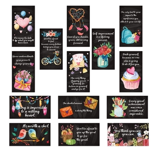 Set of 50 chalkboard style motivational cards with inspirational quotes and watercolor art