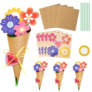 DIY Cardstock Flower Bouquet Greeting Card Kit Mother's Day Teacher's Day Gift Handmade Floral Arrangement For Kids