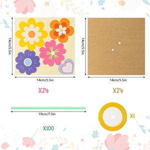 24-set DIY flower greeting card kit with cards, 19cm stems and adhesive tape for Mother's Day