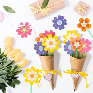 DIY Paper Flower Bouquet Material Kit Handmade Mother's Day Greeting Card Crafting Activity For Kids Creative Gift